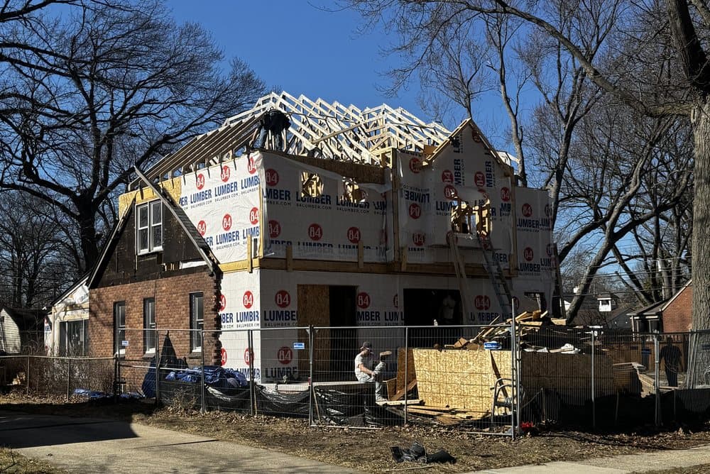 Upper-level framing under construction